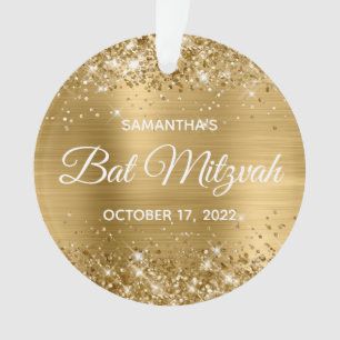 Ornamento Glittery Dourada Ombre Foil Bat Mitzvah