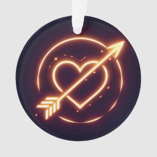 Ornamento glowing image of a heart with cupid's arrow