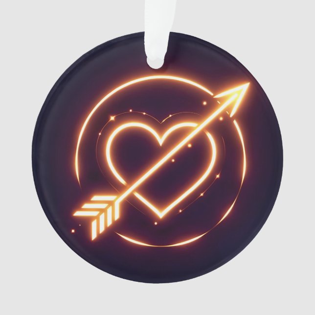 Ornamento glowing image of a heart with cupid's arrow (Frente)