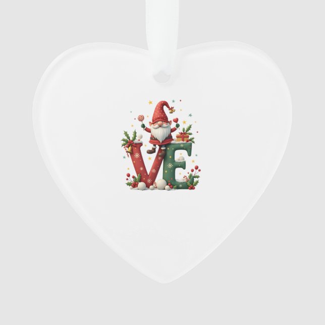 Ornamento Gnome de Natal do AMOR (Frente)