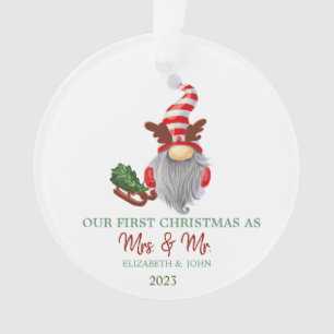 Ornamento Gnome Pinheiro de Natal Trenó Nosso Primeiro Natal