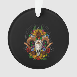 Ornamento Goat Skull Psychedelic Sunflower