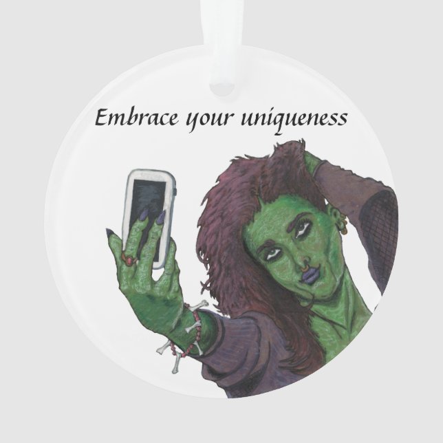 Ornamento Goblin Girl Selfie Fantasy Art Arnaïlic Ornament (Verso)