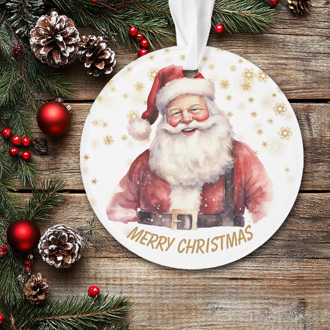 Ornamento Gold Snowflake Santa Claus Kid's Christmas (Criador carregado)