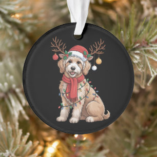 Ornamento Golden Doodle Reindeer Magnífico Natal Árvore 