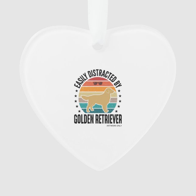 Ornamento Golden Retriever Facilmente Distraído Vintage Dese (Frente)