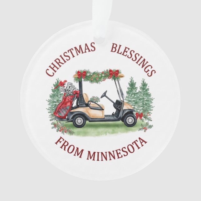 Ornamento Golfe de Natal em Minnesota Feriado  (Frente)