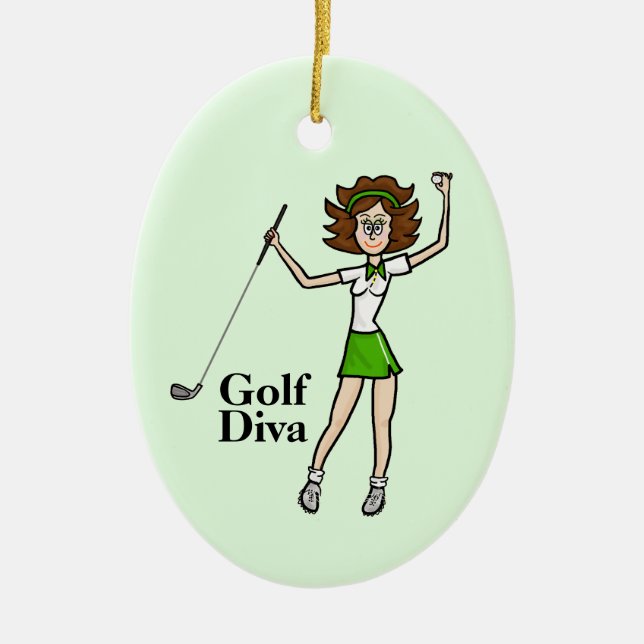 Ornamento Golfer de Brunette Mulher (Frente)