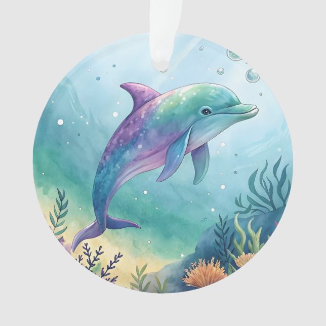 Ornamento Golfinho pintado à aquarela (Frente)