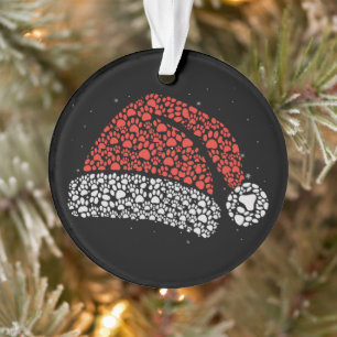 Ornamento Gorro de Papai Noel Estampa de Pata Natal Amante d