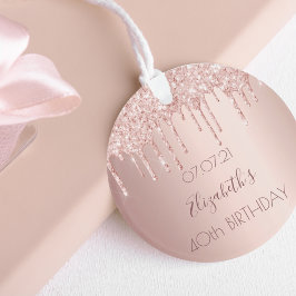 Ornamento gotas de brilho aniversário de 40 anos rosa dourad