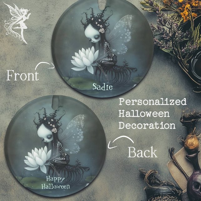 Ornamento Gótica Dark Fantasy Fairy Skeleton Nome personaliz (Criador carregado)