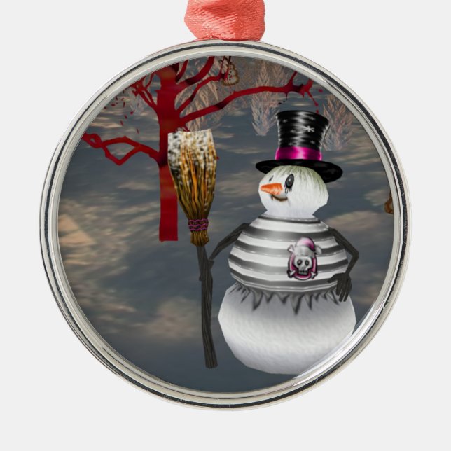 Ornamento Gótico Snowman Round (Frente)