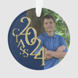 Ornamento Graduação Dourada e Blue 2024 Foto