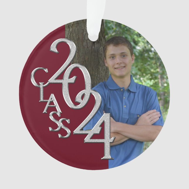 Ornamento Graduação Silver e Burgundy 2024 Foto (Frente)