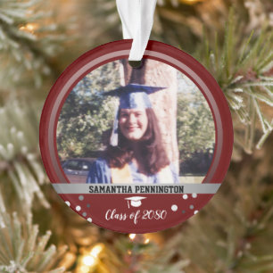 Ornamento Graduação - Uma Foto Confetti Keepsasakue Vermel
