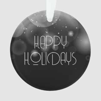 Ornamento Grandes Bolhas Bokeh Preto Feliz Natal