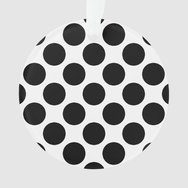 Ornamento Grandes pontos retros - preto e branco (Frente)
