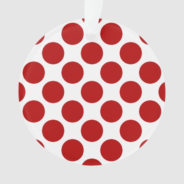Ornamento Grandes pontos retros - vermelho e branco (Frente)