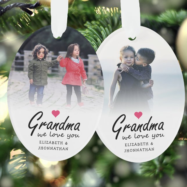 Ornamento Grandma we love you Script 2 sided template Photo (Criador carregado)