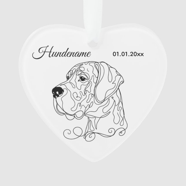 Ornamento Grat Dane Minimalist Line Art Personalized (Frente)