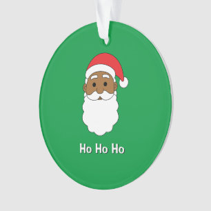 Ornamento Green Ho Ho Afro-Americana Família Papai Noel