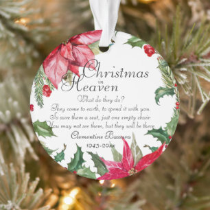 Ornamento Greenery Christmas in Heaven Memorial Photo