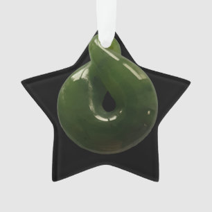 ORNAMENTO GREENSTONE POUNAMU KIWI CHRISTMAS MERI KIRIHIMETE