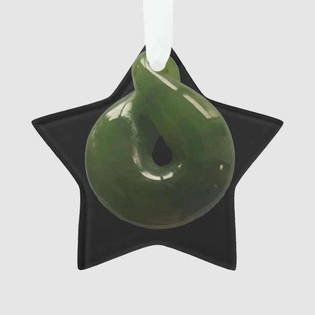 ORNAMENTO GREENSTONE POUNAMU KIWI CHRISTMAS MERI KIRIHIMETE (Frente)