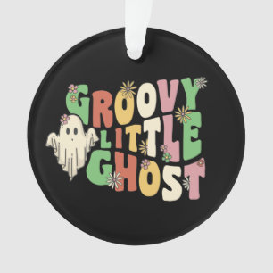 Ornamento Groovy Little Ghost com Flores Vintage no Hallowee