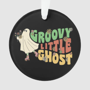 Ornamento Groovy Little Ghost com Flores Vintage no Hallowee