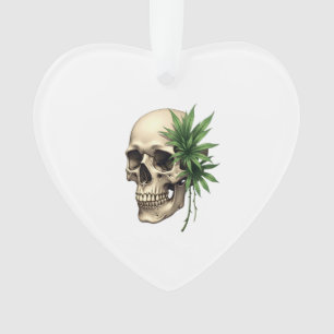 Ornamento Grunge Gótico Estético Crânio Folha Tropical de Mo