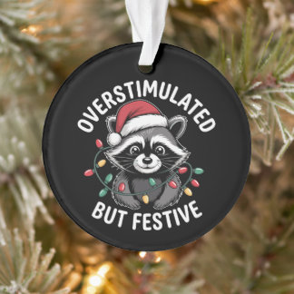 Ornamento Guaxinim de Natal Estimulado Demais Mas Festivo