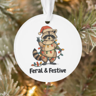 Ornamento Guaxinim Selvagem e Festivo Luzes de Natal