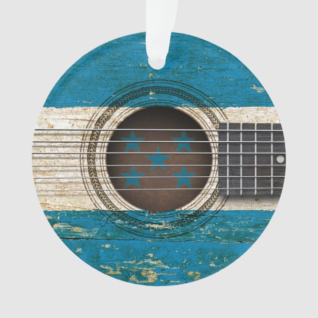 Ornamento Guitarra acústica velha com bandeira de Honduras (Frente)