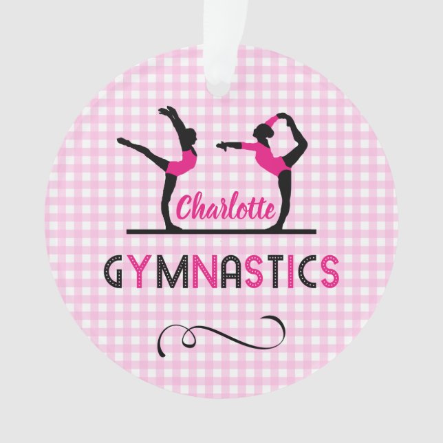 Ornamento Gymnast Figures Cute Pink Personalizado (Frente)