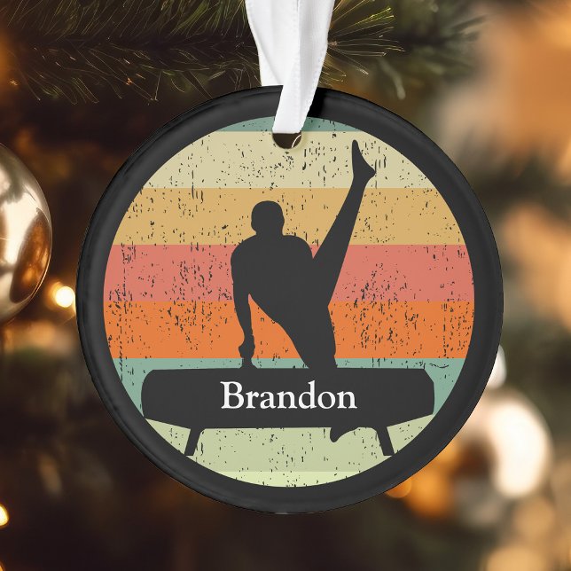 Ornamento Gymnast Gymnast Sunset Natal Personalizado (Criador carregado)