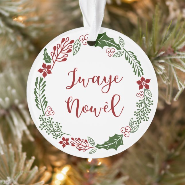 Ornamento Haitiano Criole Feliz Natal Wreath Jwaye Nowèl (Árvore)