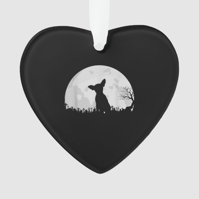 Ornamento Halloween Chihuahua Costume Gift Moon Engraçado (Frente)