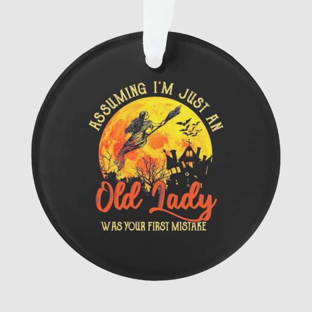 Ornamento Halloween Com Velha Senhora (Frente)