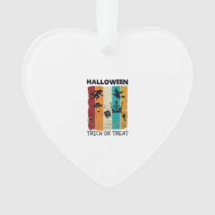 Ornamento Halloween Doces ou Travessuras Lobisomem Bruxa Esq