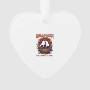 Ornamento Halloween É Melhor Alpaca Laranja Caveiras Teia de