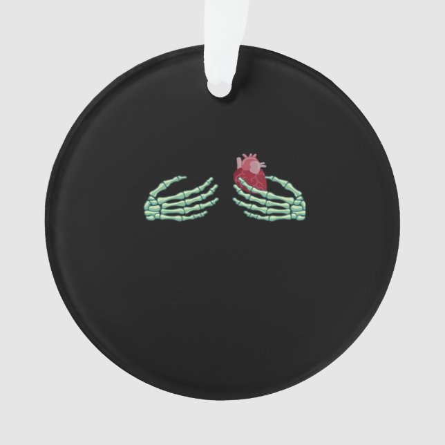 Ornamento Halloween Skeleton Mãos com Cardíaco Clássico (Frente)
