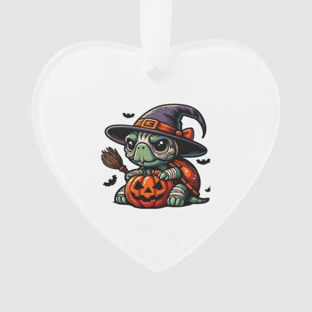 Ornamento Halloween Tortoise Turtle Witch Hat Spooky (Frente)