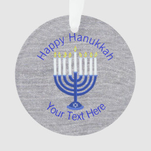 Ornamento Hanukkah Blue Menorah Chrismukkah Bling