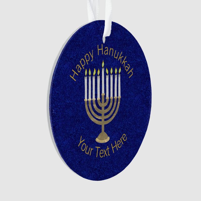 Ornamento Hanukkah Dourado Menorah Elegante Chrismukkah (Frente)