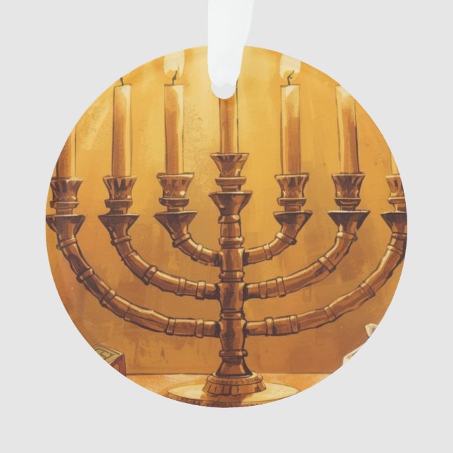Ornamento Hanukkah Menorah Festival of Lights Ornament (Frente)