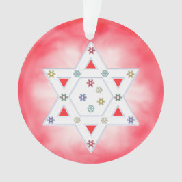 Ornamento Hanukkah Star e Snowflakes Red