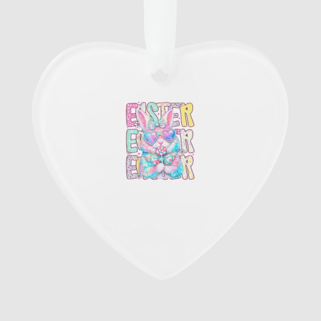 Ornamento Happy Easter Bunny Coquette Bow Preppy Easter Day  (Frente)