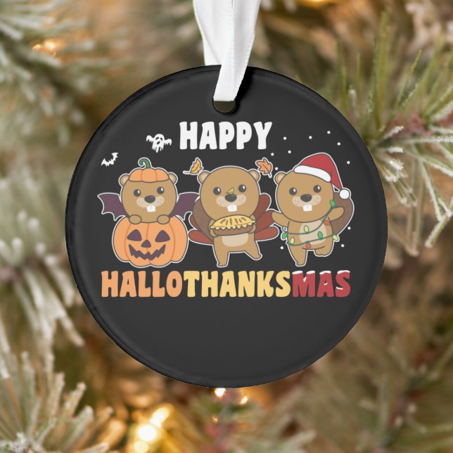 Ornamento Happy Hallothanksmas Beaver Castor (Árvore)